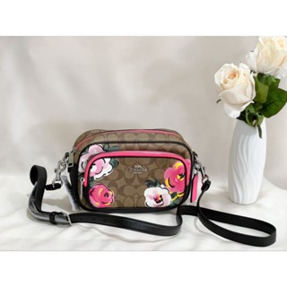 NEW COACH CROSS BODY Court Crossbody In Signature Canvas With Vintage Rose Print