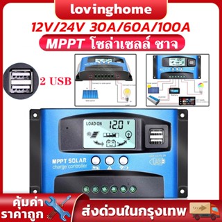 MPPT 100A ชาร์จเจอร์12v24v ชาจเจอร์โซล่า โซล่าชาร์จเจอร์ โซล่าเซลล์ ชาจ ชาร์จแผงโซล่าเซลล์ โซล่าชาร์เจอร์ PWM มีจอแสดงผล