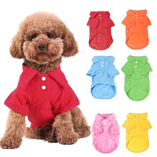 เสื้อโปโลสีทึบ Dog Clothes Cat เสื้อสัตว์เลี้ยง French Bulldog Teddy Pet Clothing