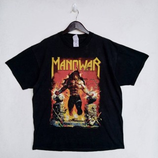 เสื้อยืดผ้าฝ้ายพิมพ์ลายแฟชั่น ขายดี เสื้อยืดลําลอง แขนสั้น พิมพ์ลาย MANOWAR Louder than hell album American heavy metal