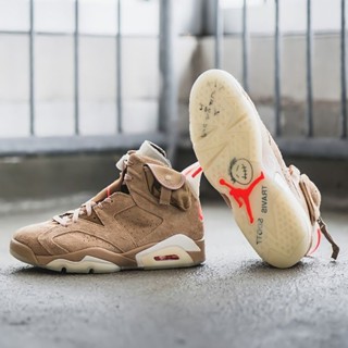 Travis Scott x Air Jordan 6 Retro British Khaki Premium Quality Unisex Sneakers