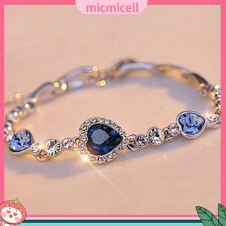 (micmicell) สร้อยข้อมืออัลลอยจี้รูปหัวใจประดับ Rhinestone สําหรับวันที่