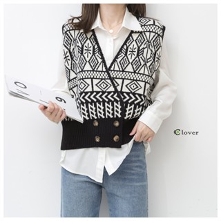 เสื้อกั๊กแฟชั่นหญิง เสื้อกั๊กไหมพรมถัก สไตล์เกาหลี Knit Vest 56007