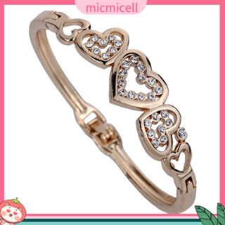 (micmicell) สร้อยข้อมือ กําไลข้อมือ โลหะผสม สีโรสโกลด์ ฝังพลอยเทียม หัวใจ เก๋ไก๋ ปาร์ตี้ สําหรับผู้หญิง