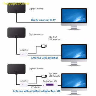 Hugepeaknew เสาอากาศรับสัญญาณทีวีดิจิทัล HDTV HD DTV DVB-T2 ขนาดเล็ก พร้อมอะแดปเตอร์ สไตล์ยุโรป และอเมริกา