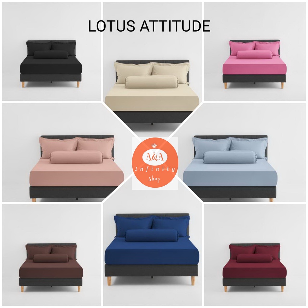 Lotus ผ้าปูที่นอน+ผ้านวมขนาด 6ฟุต ยี่ห้อโลตัส รุ่น  ATTITUDE ทอ 490เส้นด้าย (นุ่มที่สุด)