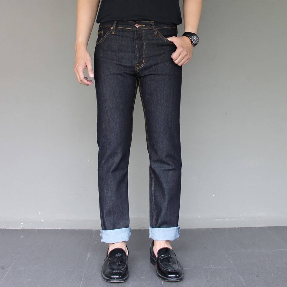 Golden Zebra Jeans กางเกงยีนส์ชายผ้ายืดสีน้ำเงินเข้มขากระบอกเล็ก(sizeเอว 28-40)