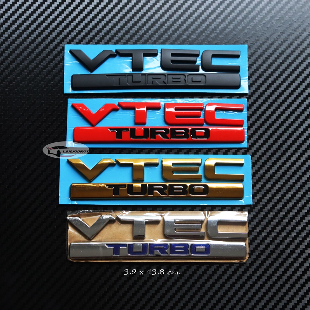 โลโก้ VTEC TURBO ขนาด 3.2 x 13.8 cm. สำหรับ ติดท้าย HONDA มี 4 สีให้เลือก