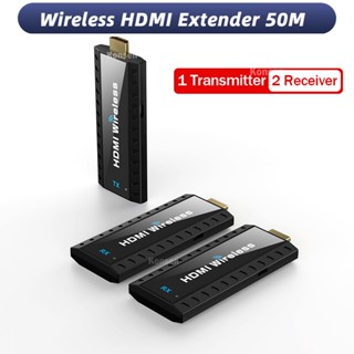 เครื่องส่งสัญญาณวิดีโอ และตัวรับสัญญาณ HDMI ไร้สาย 50 เมตร 1x2 หน้าจอคู่