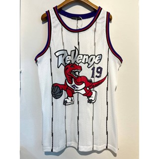 REVENGE BASETBALL JERSEY ROCKET RAPTORS 19 VEST เสื้อบาสเก็ตบอล สีขาว ลายไดโนเสาร์ แรปเตอร์ เบอร์ 19