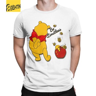 เสื้อวินเทจชาย เสื้อผ้าผู้ชายดิสนีย์เท็ดดี้แบร์มีความสุขวินนี่เดอะพูห์ผู้หญิงเสื้อยืดแขนสั้นพิมพ์เสื้อเชิ้ตน่ารักผู้หญิง