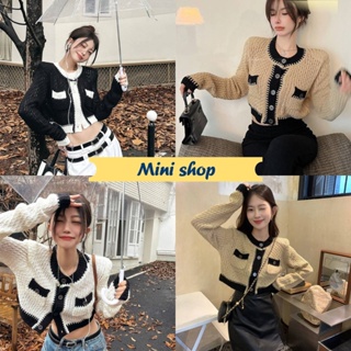 Mini shop🌸พร้อมส่ง🌸(M5302) เสื้อถักไหมพรมแขนยาว สไตล์คุณหนูมาก น่ารักสุด