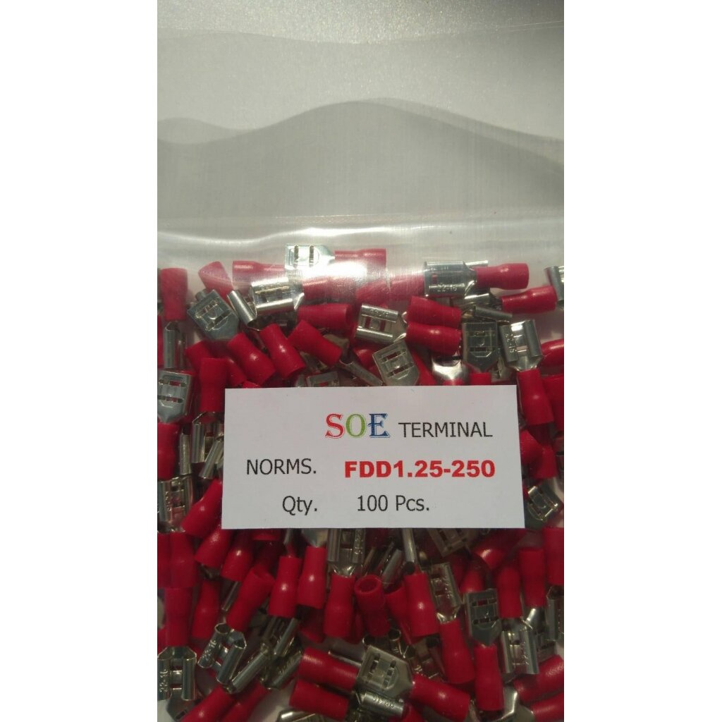 SOE หางปลาเสียบแอร์ ตัวเมีย สีแดง FDD1.25-250 (0.8X6.35) 0.5-1.5SQm/m (ถุงละ 100 อัน) ราคา ถูกที่สุด ดีลบีเคเค แกลเลอรีภาพที่ 3