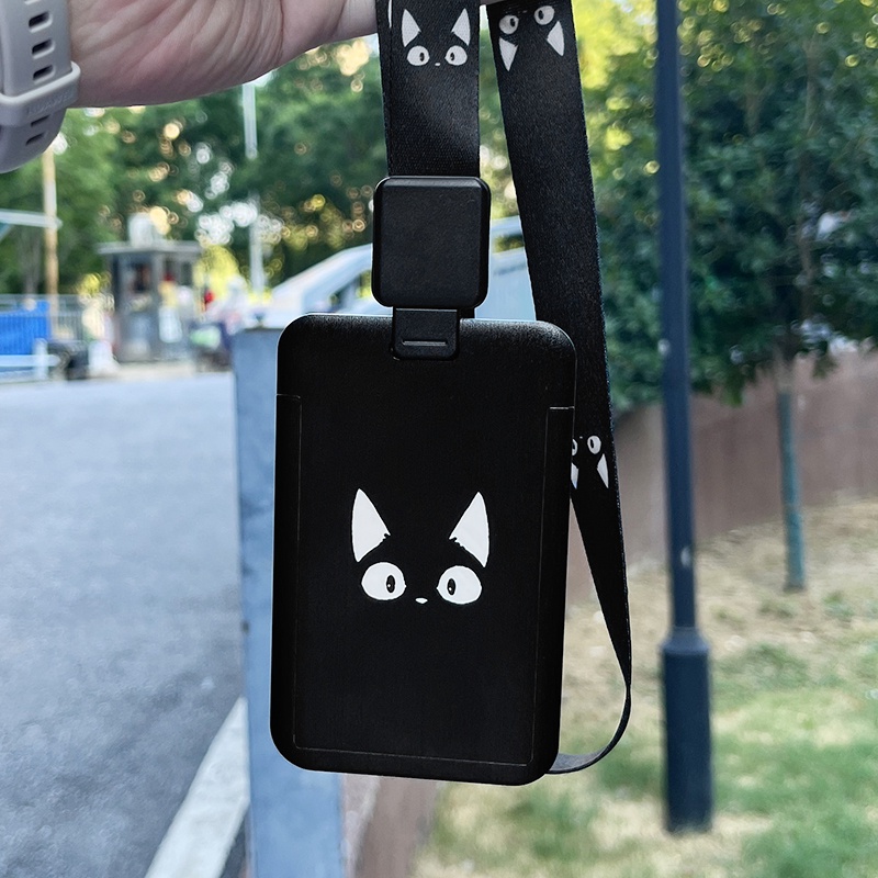 กระเป๋าใส่นามบัตรพนักงาน แบบเชือกยืดไสลด์ได้ ลายแมวดํา สําหรับนักเรียน พยาบาล - รูปที่ 6