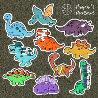 ʕ •ᴥ•ʔ ✿ พร้อมส่ง : เข็มกลัดเซ็ทลายไดโนเสาร์หลากสี | Multi Color Dinosaur Enamel Brooch Pin Set.