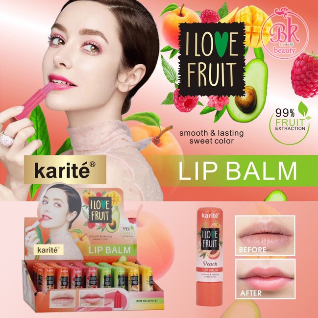 2979-47 Karite ลิปบาล์ม เปลี่ยนสี หอมกลิ่นผลไม้ บำรุงริมฝีปาก ไม่ให้แห้ง ไม่ลอกเป็นขุย สีสวยหวาน ติดทน