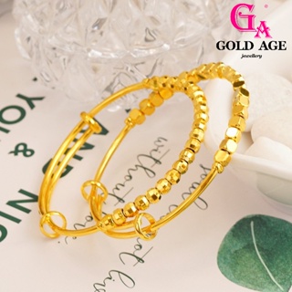 Ga พร้อมส่ง สร้อยข้อมือ ลูกปัดเลเซอร์ ทองคํา 24K ขนาดเล็ก สไตล์มินิมอล คลาสสิก เครื่องประดับแฟชั่น สําหรับผู้หญิง