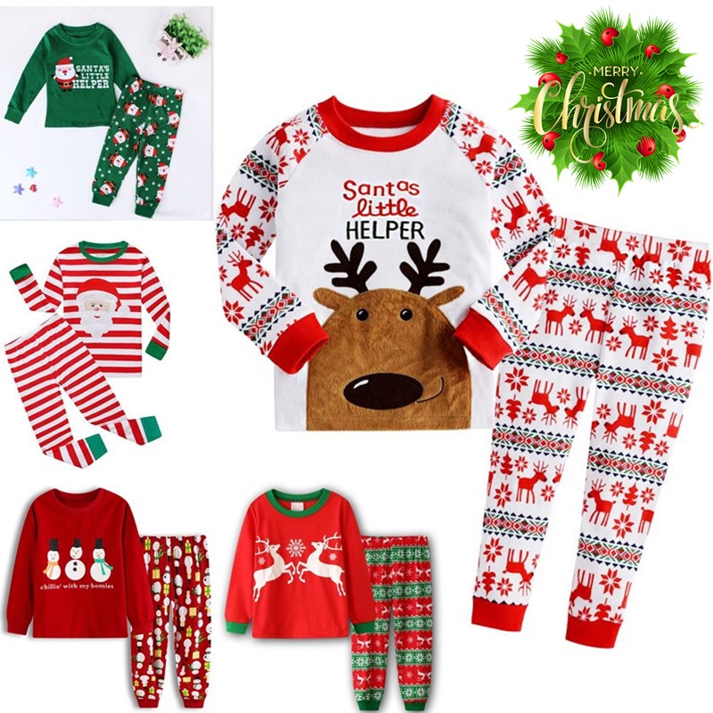 Kekebebe Merry Christmas Santa Theme เด็กทารกเด็ก Unisex แขนยาวชุดนอน Baju Tidur Budak ชุด