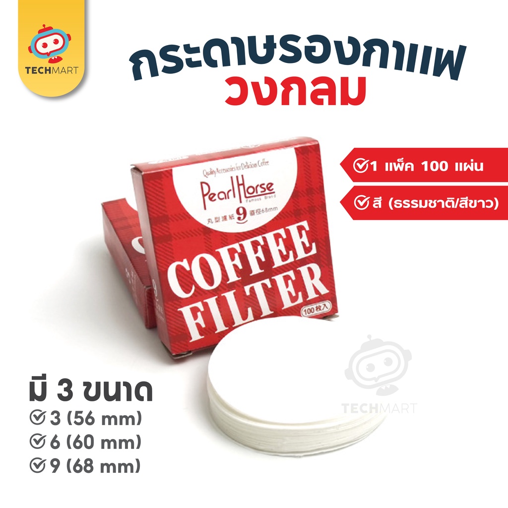 กระดาษกรองกาแฟวงกลม - แผ่นกรองแพ็ค 100 แผ่น สำหรับ หม้อต้มกาแฟ Moka Pot Paper Filter โมก้าพอท กรองกาแฟ กรองผงกาแฟ กาแฟบด