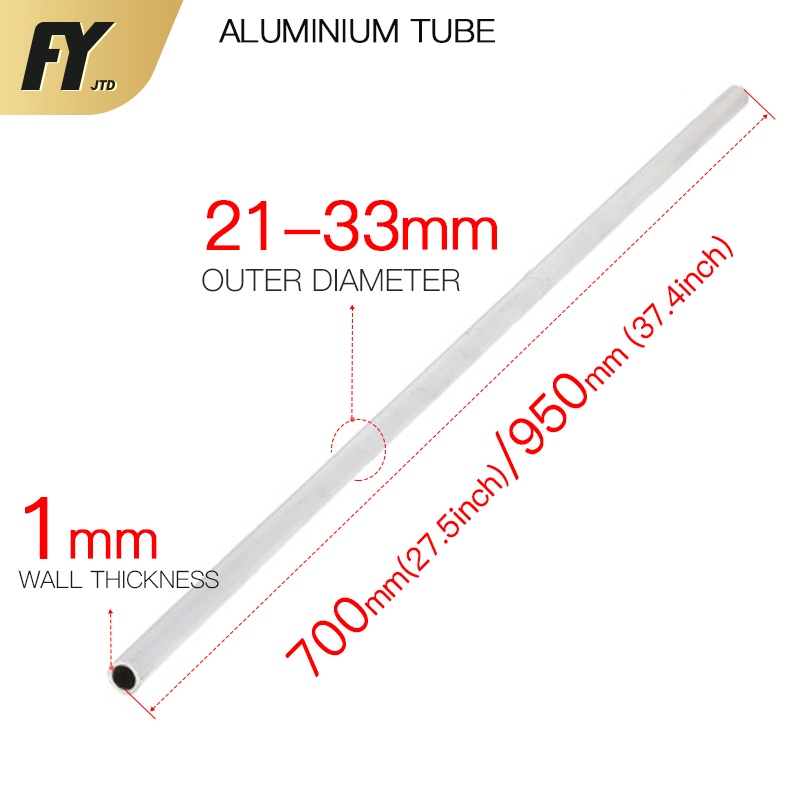 Fuyi ท่ออลูมิเนียม เส้นผ่าศูนย์กลางภายนอก 1 มม. หนา 700 950 มม. ตรง 21 22 23 24 25 26 27 28 29 30 34 มม.