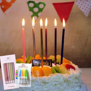 เทียนวันเกิด เทียนสีๆ birthday candle เทียนแท่งยาว สีเมทาลิค HBD ปาร์ตี้ Happy Birthday  (ราคาถูก/พร้อมส่งจากกทม.)