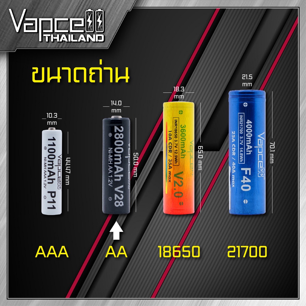 Vapcell 14500 650mAh 7A ถ่านชาร์จขนาด 14500 AA 3.7v (Vapcell Thailand) (1ก้อน แถมเคสใส) (2ก้อน แถมกล่อง)