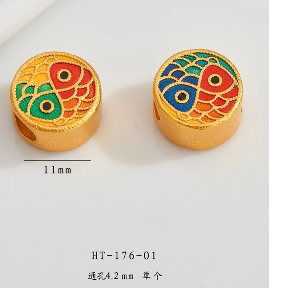 สร้อยข้อมือ ประดับลูกปัด ลายหน้ายิ้ม สีทอง สไตล์โบราณ กันแพ้ diy thumbnail 5