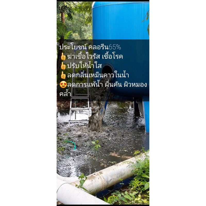 คลอรีนผง65% ใส่ปรับคุณภาพน้ำ ผงผสมน้ำอาบ ฆ่าเชื้อโรค99%  500กรัม - รูปที่ 2
