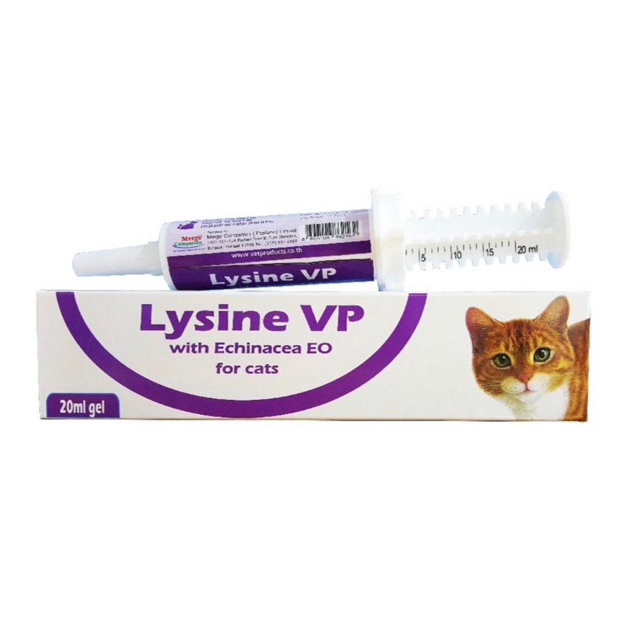Lysine VP (+Echinacea) เจลไลซีนแมว เสริมภูมิแมว ต้านหวัดแมว บำรุงแมวป่วย แมวภูมิตก FHV  (20ml)