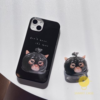 For เคสไอโฟน 14 Pro Max [Funny Cat Garbage Bag Pop Stand] เคส Phone Case For iPhone 14 Pro Max Plus 13 12 11 For เคสไอโฟน11 Ins Korean Style Retro Classic Couple Shockproof Protective TPU Cover Shell