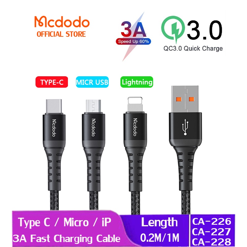 Mcdodo Charger 60W 36W PD Type C ถึง Lightning/Type C USB ถึง Mirco Fast Charging สําหรับ iP 16 15 1