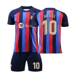 เสื้อกีฬาแขนสั้น ลายทีมชาติฟุตบอล FC Barcelona Jersey 10 Messi Barca 22-23 Season ชุดเยือน สําหรับผู้ชาย นักเรียน