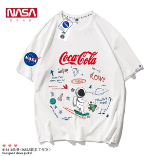 เสื้อยืดแขนสั้นลําลอง คอกลม ผ้าฝ้าย ทรงหลวม พิมพ์ลายนักบินอวกาศ NASA สวมใส่สบาย