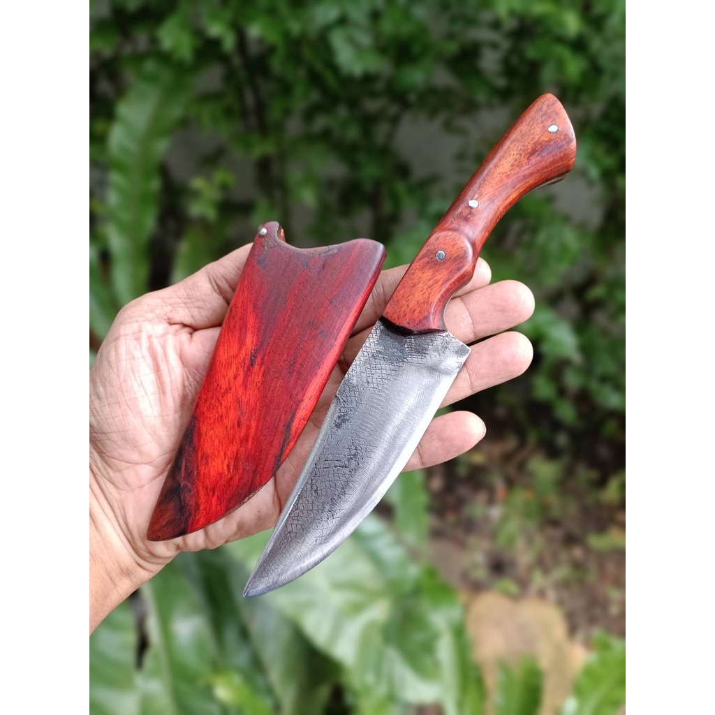 โบวี่ มีดโบวี่ (bowie knife) มีดต่อสู้ มีดเหน็บ มีดเดินป่า มีดแคมป์ ใบ 4” เหล็กตะไบ ตีร้อน ด้ามฝักไม