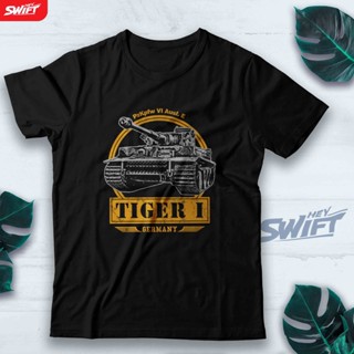 Kaos Tiger I - WW2 German Tank panzer เสื้อยืดทหาร BAJU DISTRO