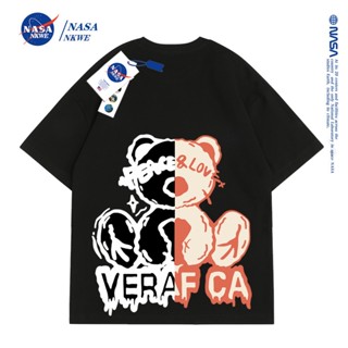 เสื้อยืดแขนสั้น ทรงหลวม พิมพ์ลาย NASA แฟชั่นคู่รัก สําหรับผู้ชาย และผู้หญิง