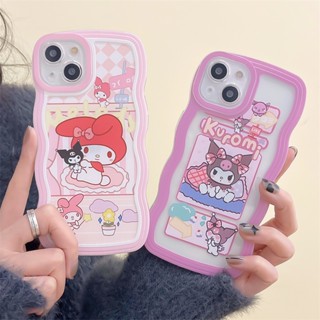 เคสโทรศัพท์มือถือ แบบนิ่ม ลายการ์ตูน Kuromi Melody ขอบหยัก สําหรับ IPhone 7 8 6 6s Plus XR 11 12 13 Pro Max X XS Max 14 Plus 14 Pro Max SE 2020