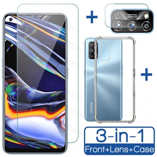 3-in-1 For Realme 7 Pro Transparent Clear TPU Silicone Case For Realme 7Pro Realme7 Pro Camera Lens Screen Protector Glass Cover