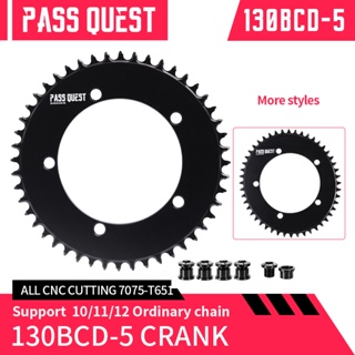 Pass QUEST 130BCD จานหน้าจักรยาน ทรงกลม และวงกลม 5 กรงเล็บ กว้าง แคบ 42T -58T