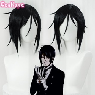 Misscoo Sebastian Michaelis คอสเพลย์ Black Butler คอสเพลย์ผู้ชาย วิกผมสั้น สีดํา คอสเพลย์ วิกผมสังเคราะห์ ทนความร้อน