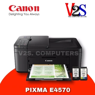 Printer เครื่องปริ้นเตอร์ Canon PIXMA E4570 AIO Wi-Fi มีหมึกแท้ 1 ชุด พร้อมใช้งาน [ประกันศูนย์ 1 ปี]