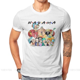 เสื้อยืดเข้ารูป One Piece อะนิเมะ NAKAMA เสื้อยืดฮาราจูกุพังก์คุณภาพสูง Tshirt ชุดสตรีทคอโอขนาดใหญ่