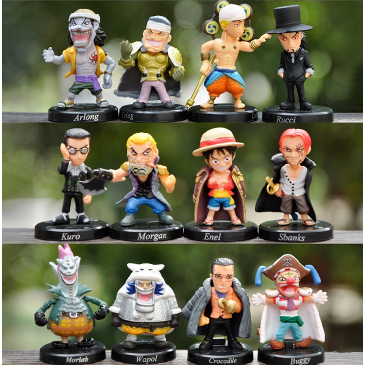 12 ชิ้น/เซ็ตอะนิเมะ One Piece รุ่น Q Luffy Shanks Buggy Gekko Moria Rob Lucci ตัวเลขคอลเลกชันตุ๊กตาข
