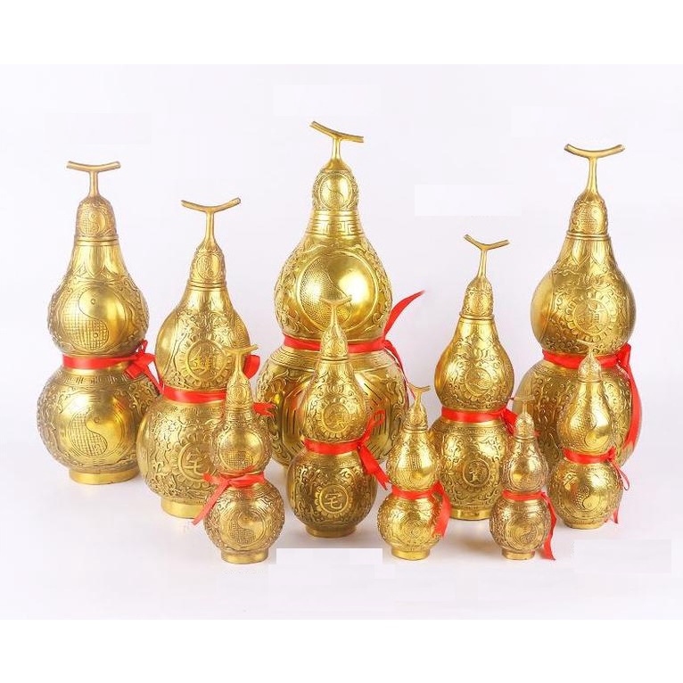 น้ำเต้า ดูดทรัพย์ ทองเหลืองแท้ 100% ศาสตร์ฮวงจุ้ย เสริมสิริมงคล Lucky Fortune Brass Gourd น้ำเต้าเรียกเงิน High Quality