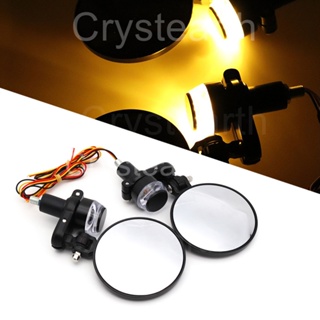 Foldable Motorcycle 7/8&amp;quot; 22mm Handle Bar End Rear View Mirrors w/ Turn Signals Yellow White LED Light For Honda SUZ