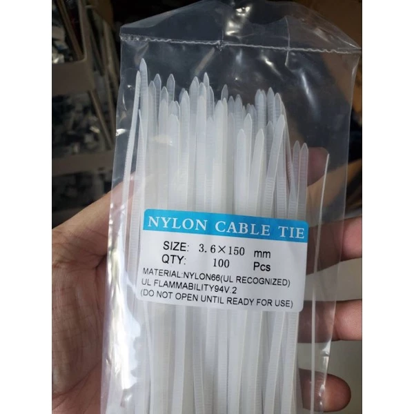 (เหนียว ทน ถูก แพค100เส้น)4/6/8/10/12/14/16นิ้ว เคเบิ้ลไทร์ Cable Tie หนวดกุ้ง ไนล่อนPA66 เกรด A+ สีขาว/ดำ สายรัดพลาสติก thumbnail 10