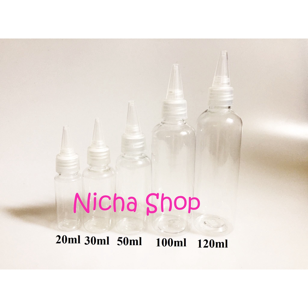 ขวดพลาสติก ขวดPET ทรงแหลม 20ml-120ml จำนวน1ขวด