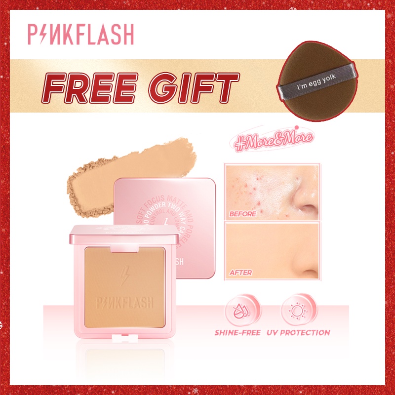 Pinkflash #More&more Mattifying Flawless แป้งฝุ่นสองทาง ป้องกันรังสียูวี กันน้ํา น้ําหนักเบา