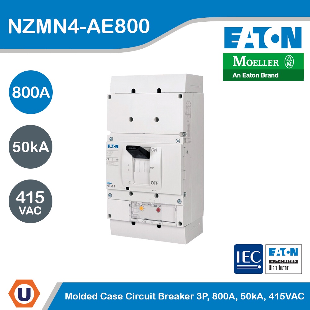 EATON Moded Case Circuit Breaker Normal Switching Capacity (MCCB) 3P , 800A, 50kA ที่ 415V,- NZMN4-A