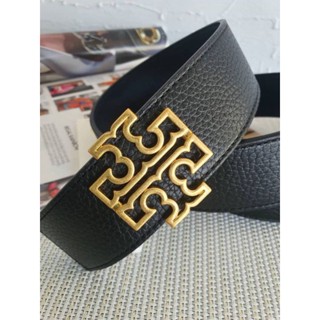 เข็มขัดสีดำ สวยมากNew Tory Burch Britten 1.5" Reversible Logo Belt Pebble Leather